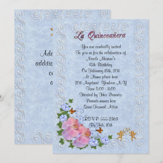 La Quineanera 15e verjaardagsfeest uitnodiging (Voorkant / Achterkant)