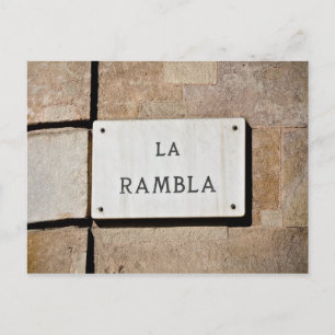 La Rambla Barcelona Spanje Briefkaart Sign
