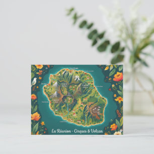 La Réunion – Keteldalen & Vulkan Geïllustreerde Briefkaart