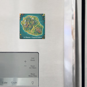 La Réunion – Keteldalen & Vulkan Geïllustreerde Magneet