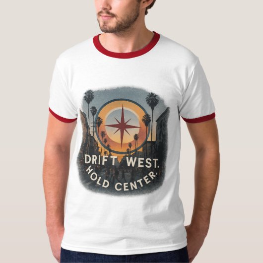 LA Ringer T-shirt – Retro Calm Revival (Voorkant)