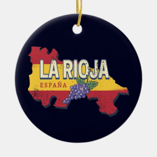 La Rioja Spanje Retro Regio Wijnstokken  Keramisch Ornament (Voorkant)