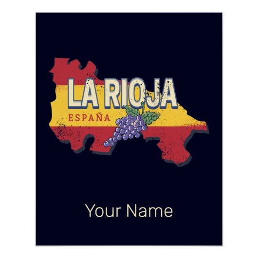 La Rioja Spanje Retro Regio Wijnstokken  Perfect Poster (Voorkant)