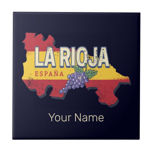 La Rioja Spanje Retro Regio Wijnstokken Tegeltje (Voorkant)