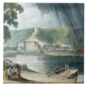 La Roche, van 'Uitzichten op de Seine', gegraveerd Tegeltje