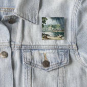La Roche, van 'Uitzichten op de Seine', gegraveerd Vierkante Button 5,1 Cm (In situ)