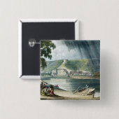 La Roche, van 'Uitzichten op de Seine', gegraveerd Vierkante Button 5,1 Cm (Voorkant /achterkant)