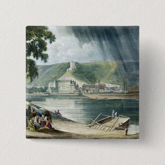 La Roche, van 'Uitzichten op de Seine', gegraveerd Vierkante Button 5,1 Cm (Voorkant)