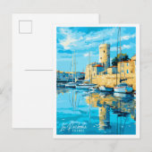 La Rochelle Frankrijk vintage reisillustratie Briefkaart (Voorkant / Achterkant)