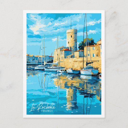 La Rochelle Frankrijk vintage reisillustratie Briefkaart (Voorkant)