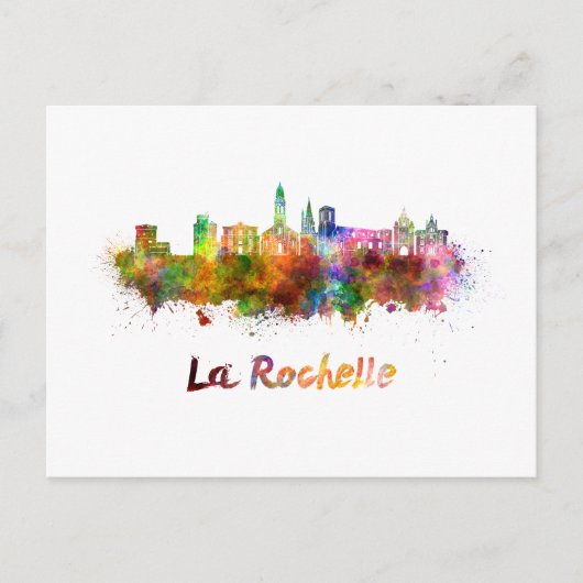 La Rochelle skyline in watercolor Briefkaart (Voorkant)