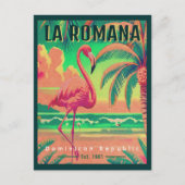 La Romana Beach DR Retro Flamingos Souvenir jaren  Briefkaart (Voorkant)