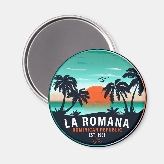 La Romana Dominicaanse Republiek Retro Sunset Souv Magneet (Voorkant / Achterkant)