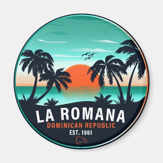 La Romana Dominicaanse Republiek Retro Sunset Souv Magneet (Voorkant)
