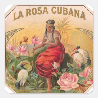 La Rosa Cubana Diseño Vintage Cuba Vierkante Sticker