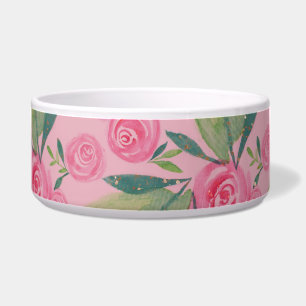 La Rosa Waterverf Pastel Floral Pet Bowl Voerbakje