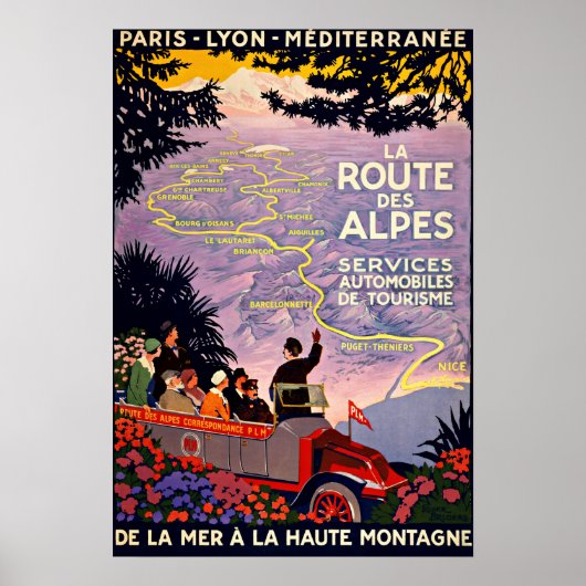 La Route Des Alpes France Vintage Travel Poster (Voorkant)