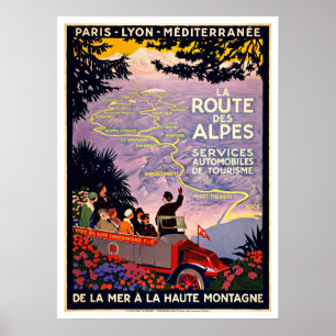 La Route Des Alpes France Vintage Travel Poster