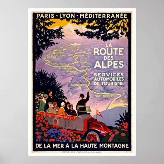 La Route Des Alpes France Vintage Travel Poster (Voorkant)