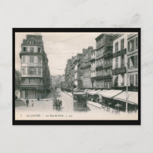 La Rue de Paris, Le Havre, Vintage van Frankrijk Briefkaart