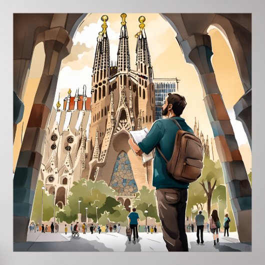 La Sagrada Familia Print van Barcelona (Voorkant)