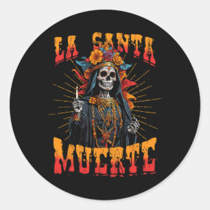 La Santa Muerte Suikerschedel La Catrina Cinco De  Ronde Sticker