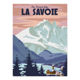 La Savoie Skigebied poster, retro. Winterreis Perfect Poster