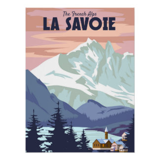 La Savoie Skigebied poster, retro. Winterreis Perfect Poster