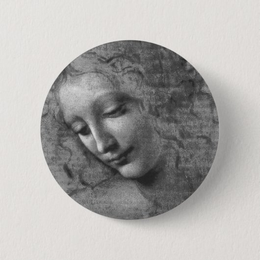 La Scapigliata door Leonardo da Vinci Ronde Button 5,7 Cm (Voorkant)