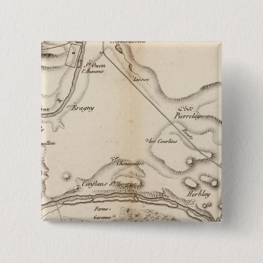 La Seine, l'Oise Vierkante Button 5,1 Cm (Voorkant)