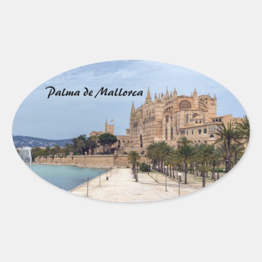La Seu, de kathedraal van Palma de Mallorca - Span Ovale Sticker (Voorkant)