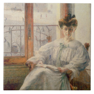 La Signora Massimino, 1908 (olie op doek) Tegeltje
