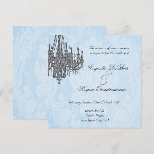 La Silver Sparkle Chandelier Invitations Kaart (Voorkant / Achterkant)