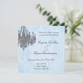 La Silver Sparkle Chandelier Invitations Kaart (Staand voorkant)