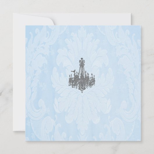 La Silver Sparkle Chandelier Invitations Kaart (Achterkant)