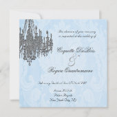 La Silver Sparkle Chandelier Invitations Kaart (Voorkant)