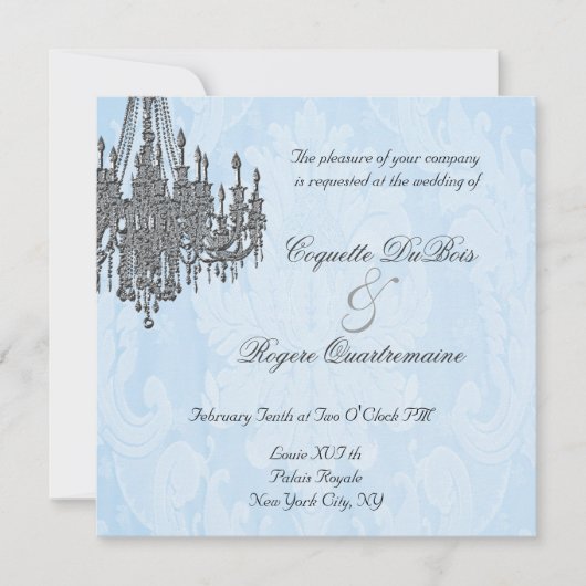 La Silver Sparkle Chandelier Invitations Kaart (Voorkant)
