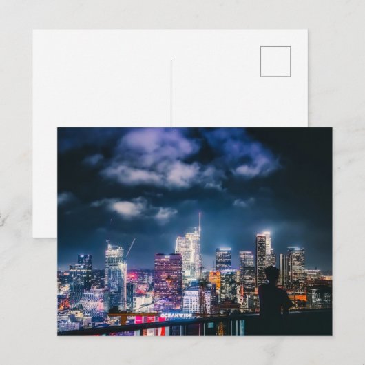 LA Skyline Night Sky Feestdagenkaart (Voorkant / Achterkant)