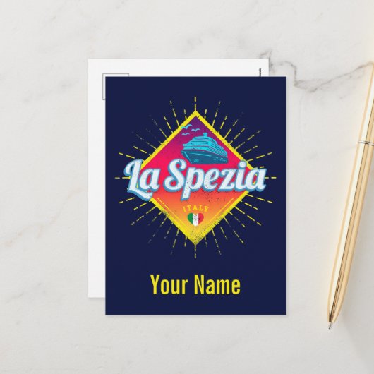 La Spezia Liguria Italy Retro Cruise Ship  Feestdagenkaart (Voorkant / Achterkant in situ)