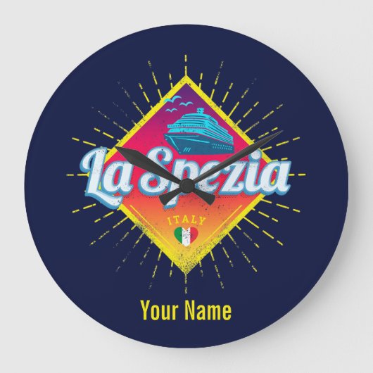 La Spezia Liguria Italy Retro Cruise Ship Grote Klok (Voorkant)