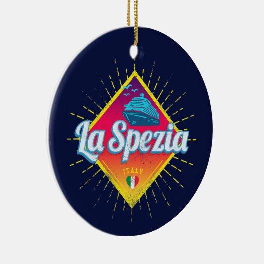 La Spezia Liguria Italy Retro Cruise Ship Keramisch Ornament (Rechts)