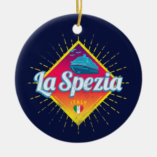 La Spezia Liguria Italy Retro Cruise Ship Keramisch Ornament (Voorkant)