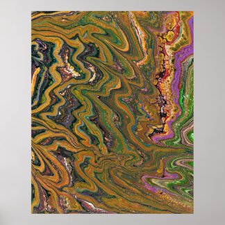 La Strada 2 Groen Goud Abstract Poster Art Print