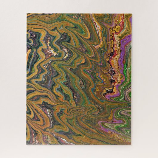 La Strada 2 groene en gouden Abstracte puzzel (Verticaal)