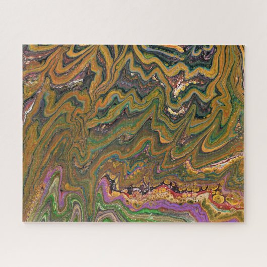 La Strada 2 groene en gouden Abstracte puzzel Legpuzzel (Horizontaal)