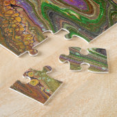 La Strada 2 groene en gouden Abstracte puzzel Legpuzzel (Zijkant)