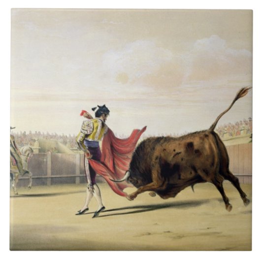 La Suerte de la Capa, 1865 (kleur litho) Tegeltje (Voorkant)