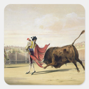 La Suerte de la Capa, 1865 (kleur litho) Vierkante Sticker
