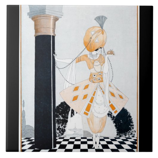 La Sultane -  modieuze Art Deco Lady Tegeltje (Voorkant)