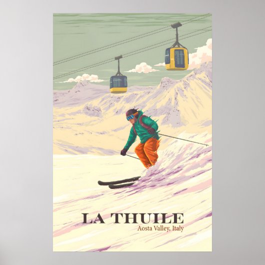 La Thuile Italië Skigebied Reisposter Poster (Voorkant)